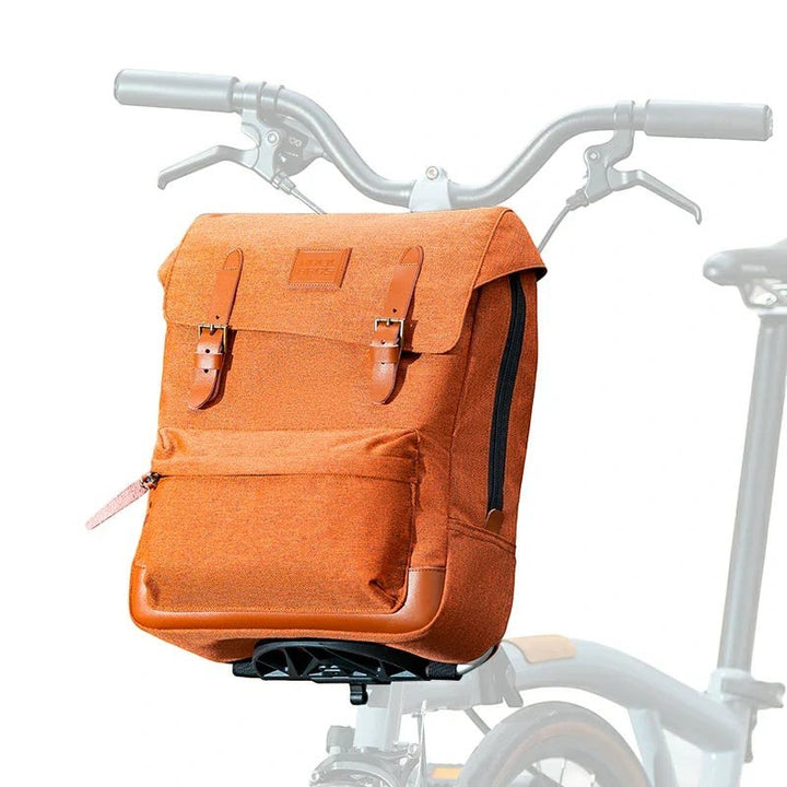 Sea Dragon Dreams ROCKBROS orange polyester vintage folding bike backpack mounted on handlebars with leather trim