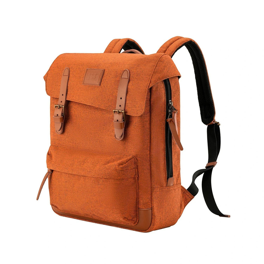 Sea Dragon Dreams ROCKBROS orange polyester vintage-style cycling backpack with leather trim and adjustable straps