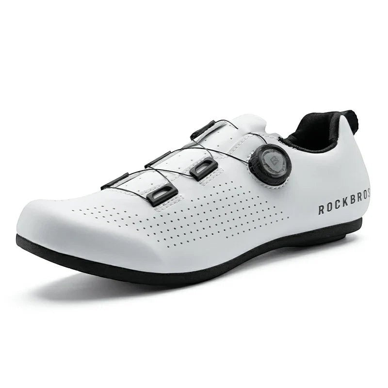 Sea Dragon Dreams ROCKBROS CR4 white lock-free cycling shoe with ETIE knob closure and breathable mesh upper