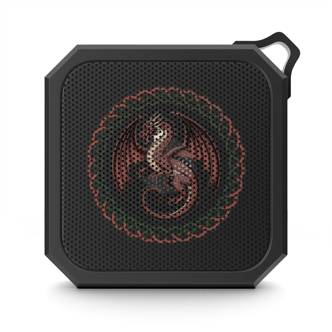 Sea Dragon Dreams portable Bluetooth speaker with a black rugged exterior and a detailed red dragon emblem design.