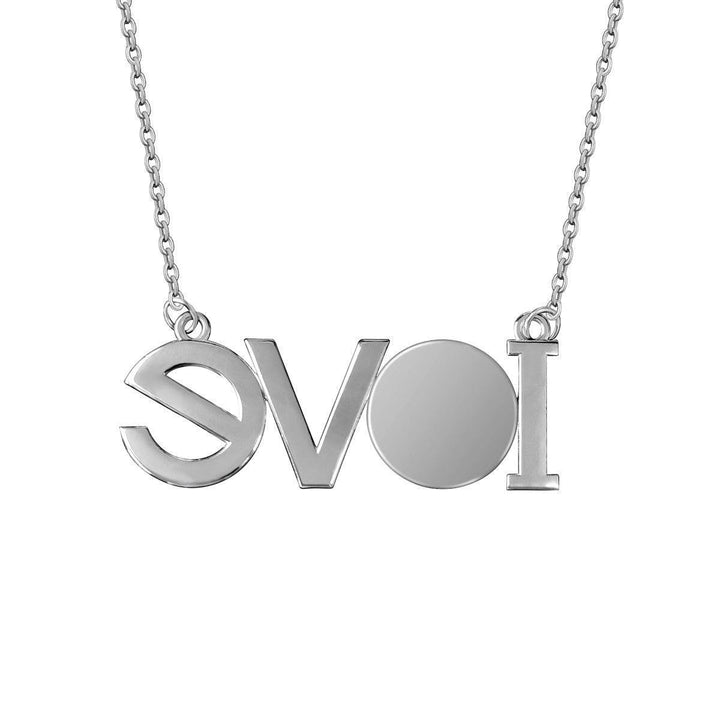 Sea Dragon Dreams silver LOVE pendant necklace with a circular photo charm space on a delicate chain