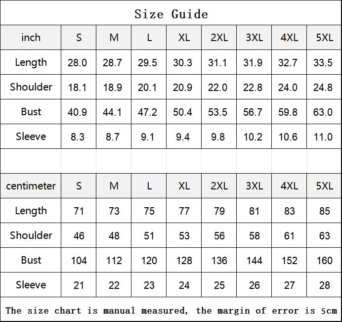 Sea Dragon Dreams size guide chart for men's collared shirts with measurements in inches and centimeters