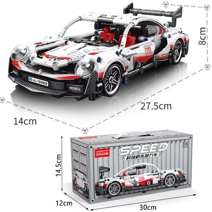 Sea Dragon Dreams 504-piece STEM building block sports car model with detailed racing design and display box