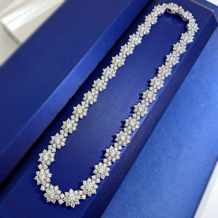 Sea Dragon Dreams sunflower diamond necklace in 925 sterling silver with sparkling high-carbon floral accents.