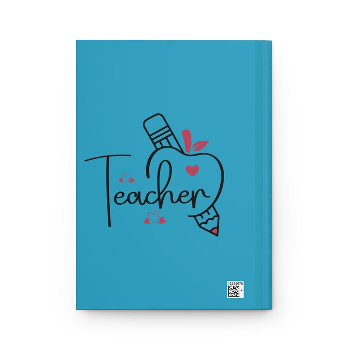 Sea Dragon Dreams Teacher Love hardcover journal with a blue matte finish, pencil heart graphic, and 150 lined pages.