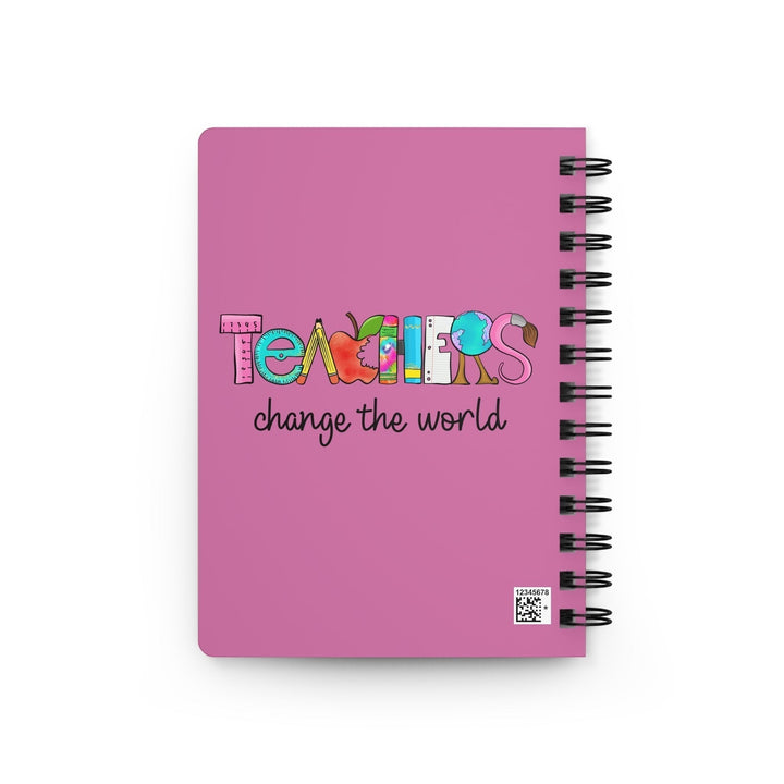 Sea Dragon Dreams Teachers Change The World spiral journal with a pink glossy cover and colorful school-themed text.