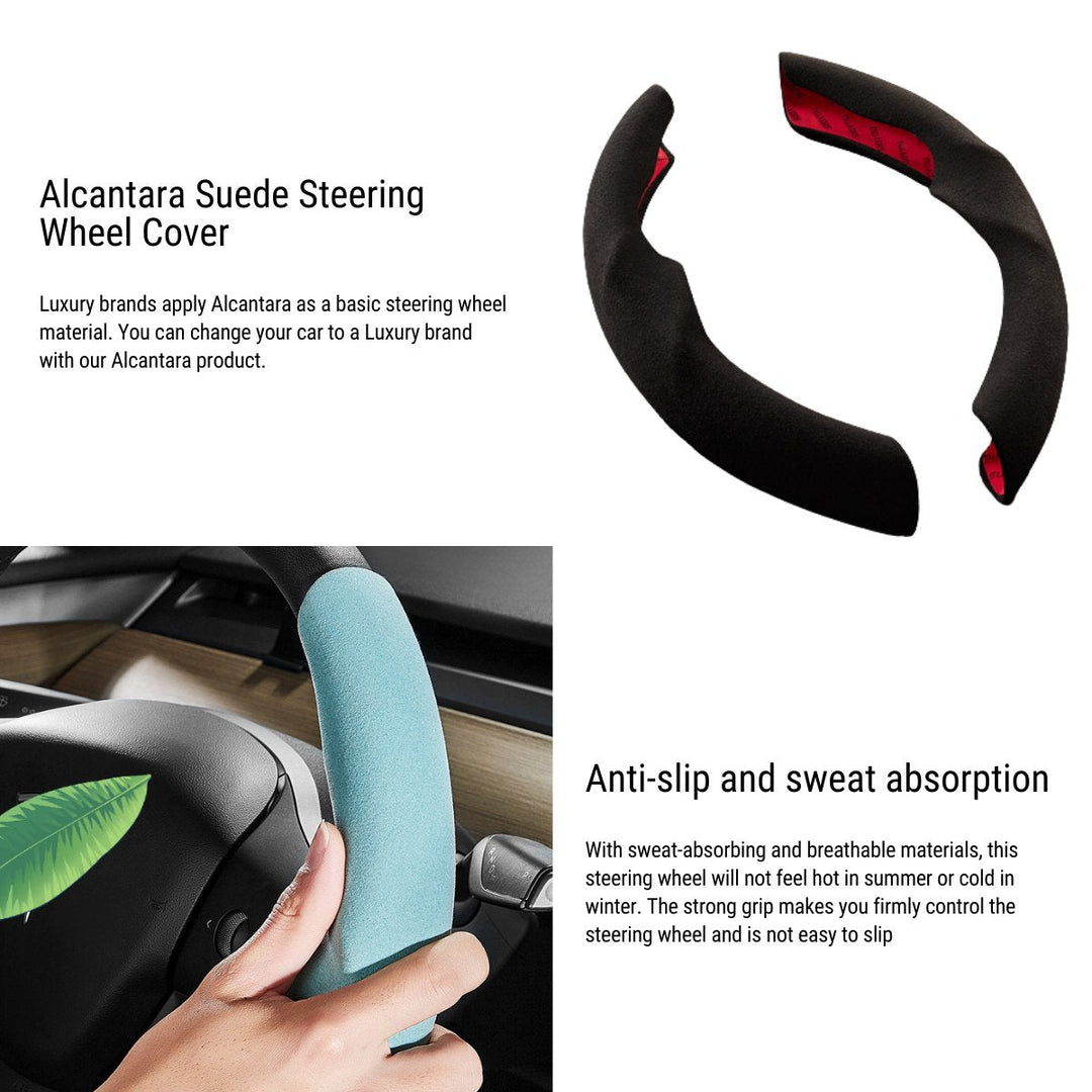 Sea Dragon Dreams Alcantara steering wheel cover for Tesla Model 3 and Y, featuring a soft, slip-resistant grip.