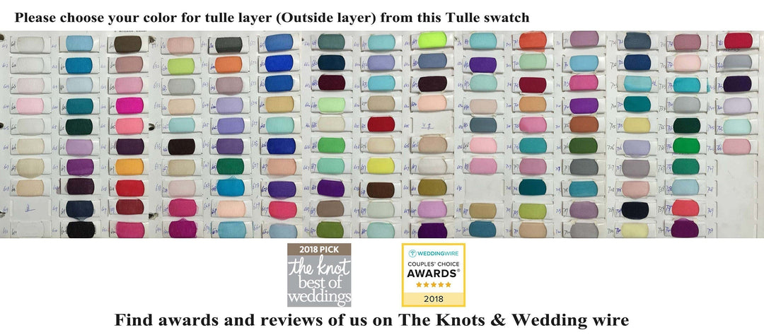 Sea Dragon Dreams tulle fabric color swatch palette for custom formal dresses in a wide variety of vibrant shades