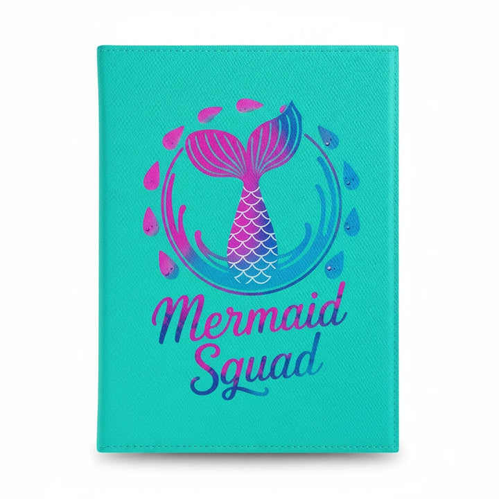 Sea Dragon Dreams turquoise Kindle case featuring a pink and blue mermaid tail graphic and Mermaid Squad text.