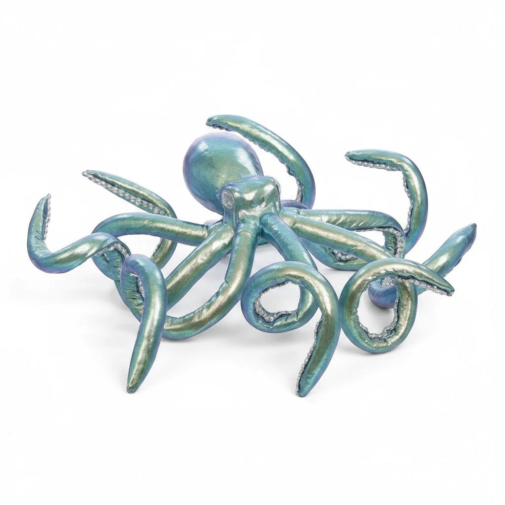 Sea Dragon Dreams Mark Roberts 11.5-inch turquoise octopus figurine with shimmering fabric and detailed tentacles.