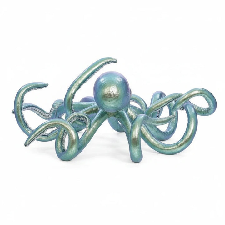 Sea Dragon Dreams Mark Roberts 11.5-inch turquoise octopus figurine with a metallic finish and intricate detailing.
