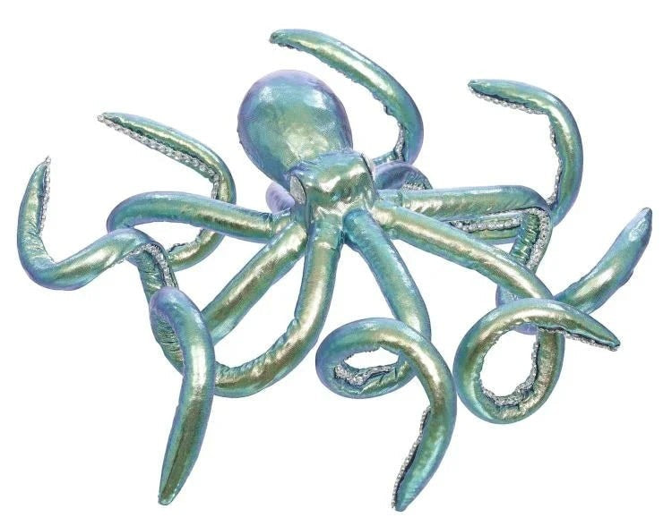 Sea Dragon Dreams Mark Roberts 11.5-inch turquoise octopus figurine with iridescent fabric and detailed tentacles.