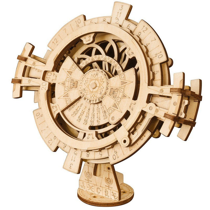 Sea Dragon Dreams wooden mechanical gear calendar puzzle with intricate laser-cut details and rotating dials