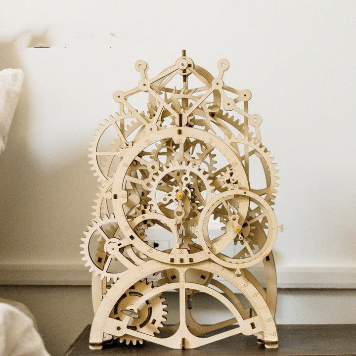 Sea Dragon Dreams wooden mechanical film projector puzzle with intricate gear wheel assembly and hand crank