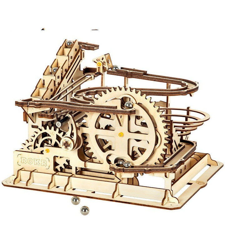 Sea Dragon Dreams wooden mechanical gear marble run puzzle with intricate laser-cut parts and metal ball bearings