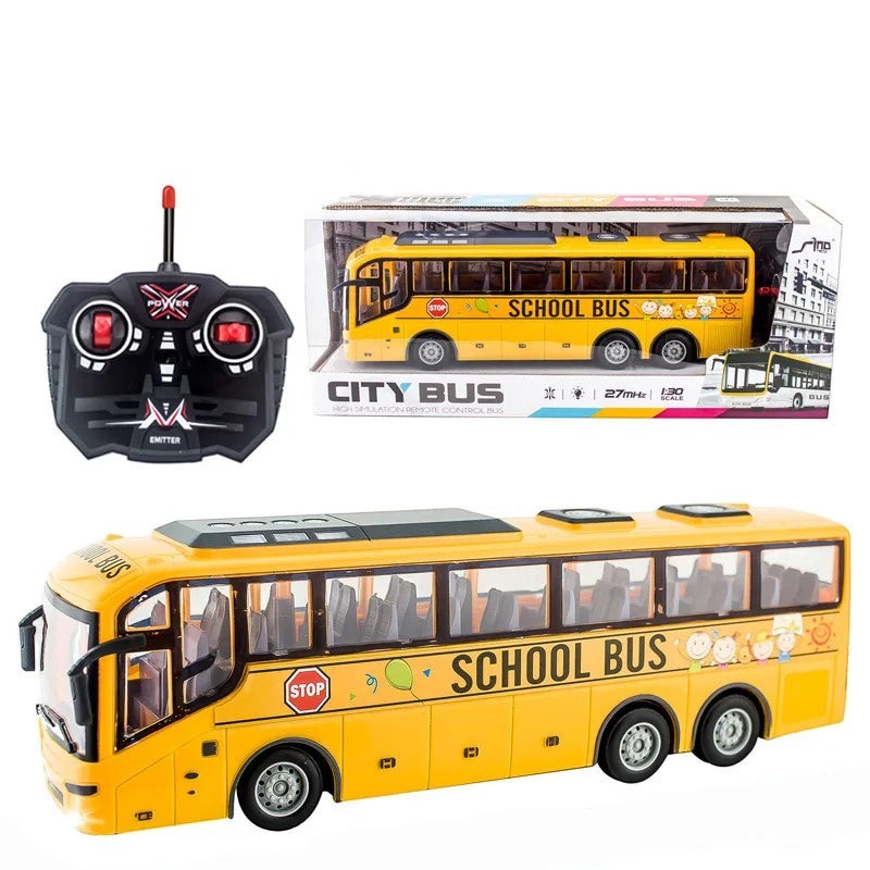 Sea Dragon Dreams 1:30 scale yellow remote control school bus toy with black remote and original retail packaging