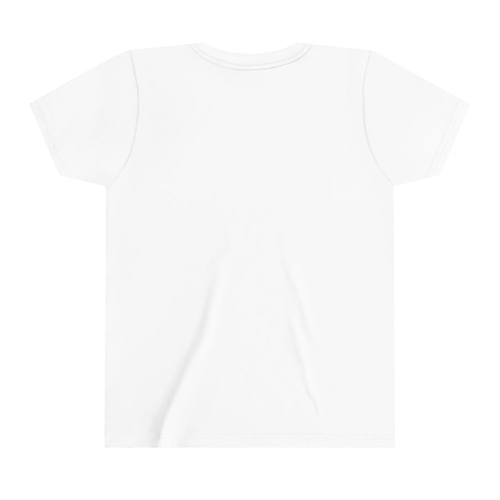 Sea Dragon Dreams youth short sleeve white cotton crew neck t-shirt, back view, plain design.
