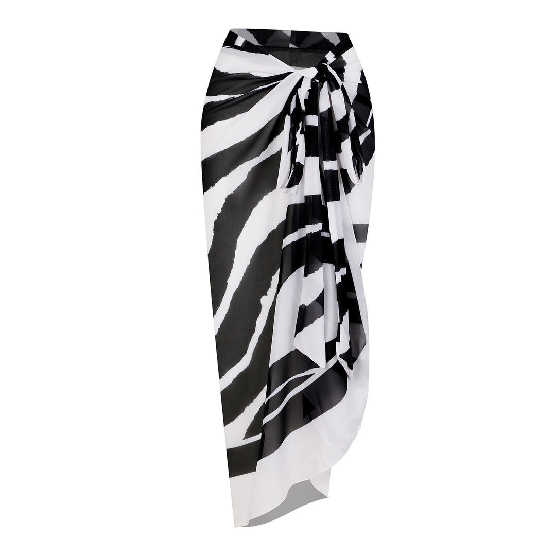 Sea Dragon Dreams black and white zebra print sarong wrap skirt for beachwear