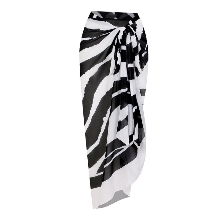 Sea Dragon Dreams black and white zebra print sarong wrap skirt for beachwear