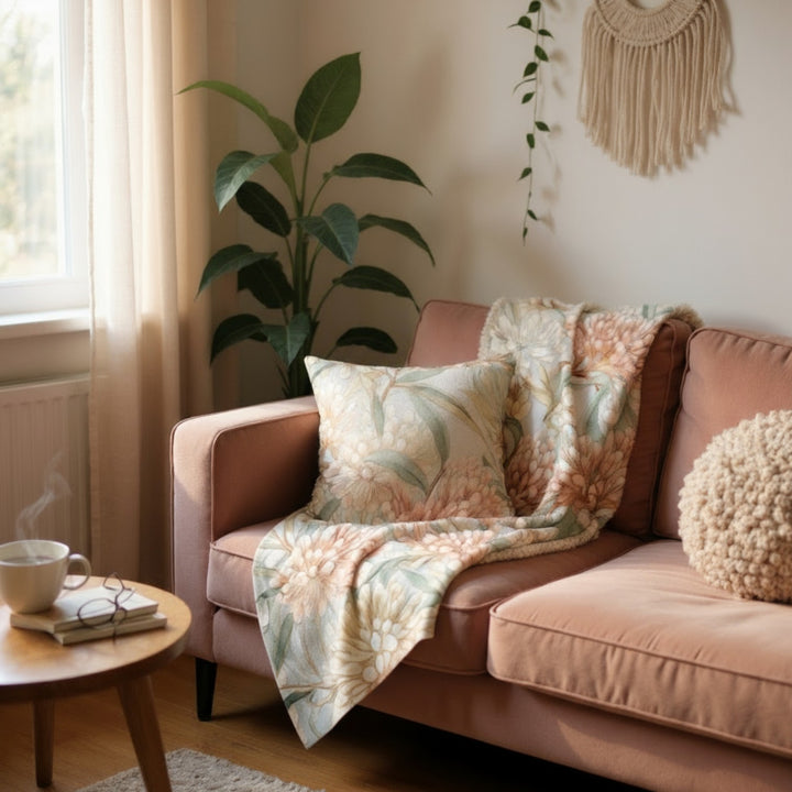 Serenity Floral Sherpa Fleece Blanket – Cozy Soft Throw for Home