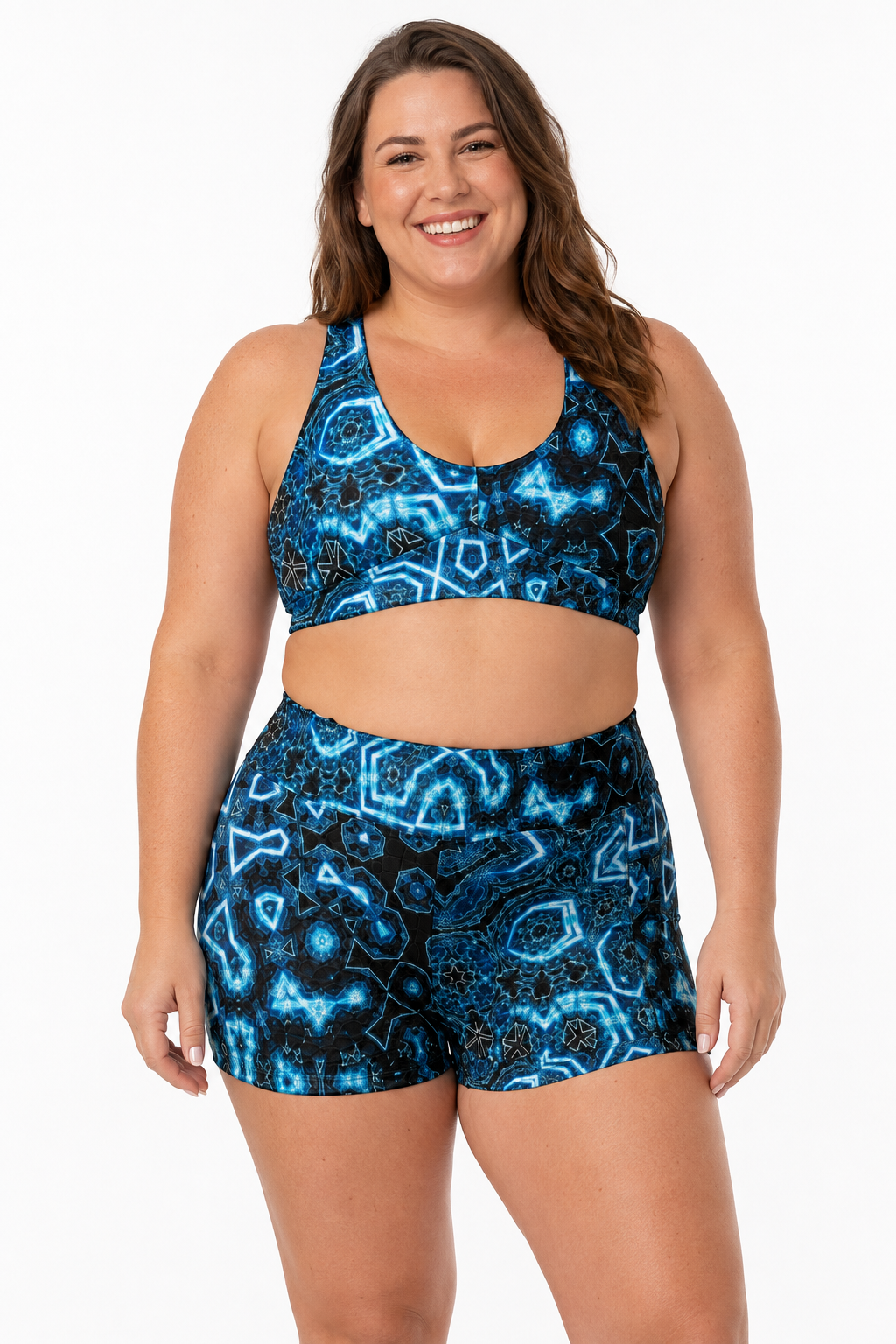 Shifting Blues Women’s Sports Bra and Shorts Set