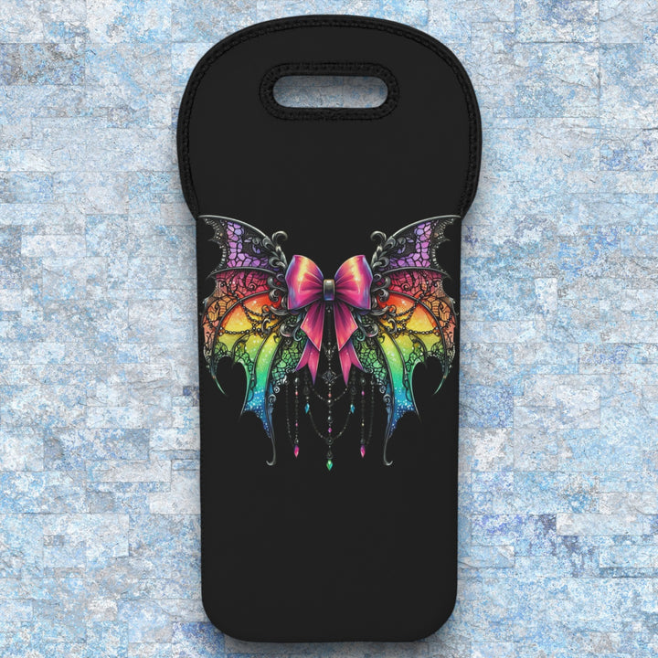 Gothic Butterfly Wine Tote Bag – Reusable Drink Holder & Gift for Wine Lovers