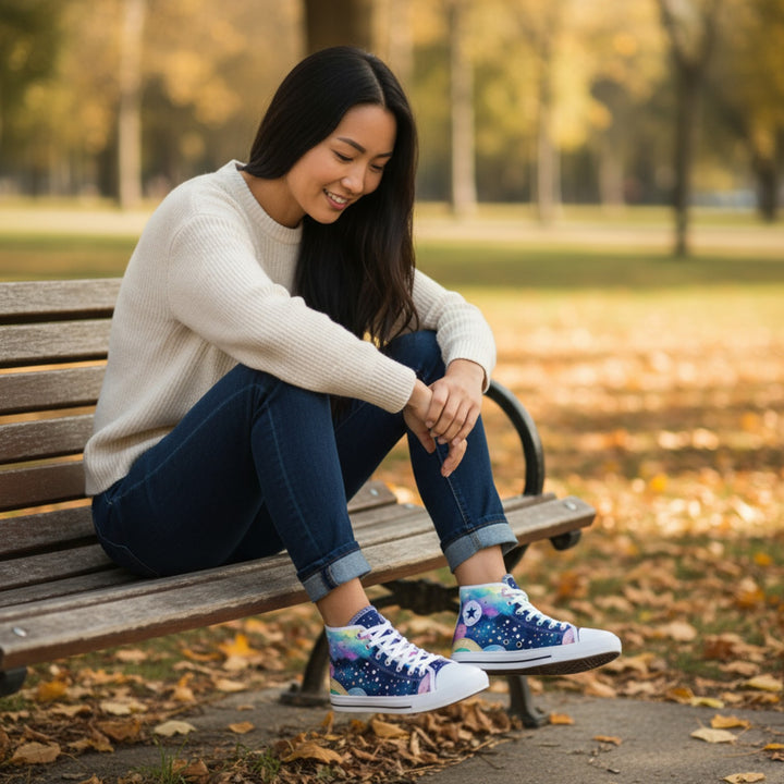 Women's High Top Sneakers - Mermaid Starry Night