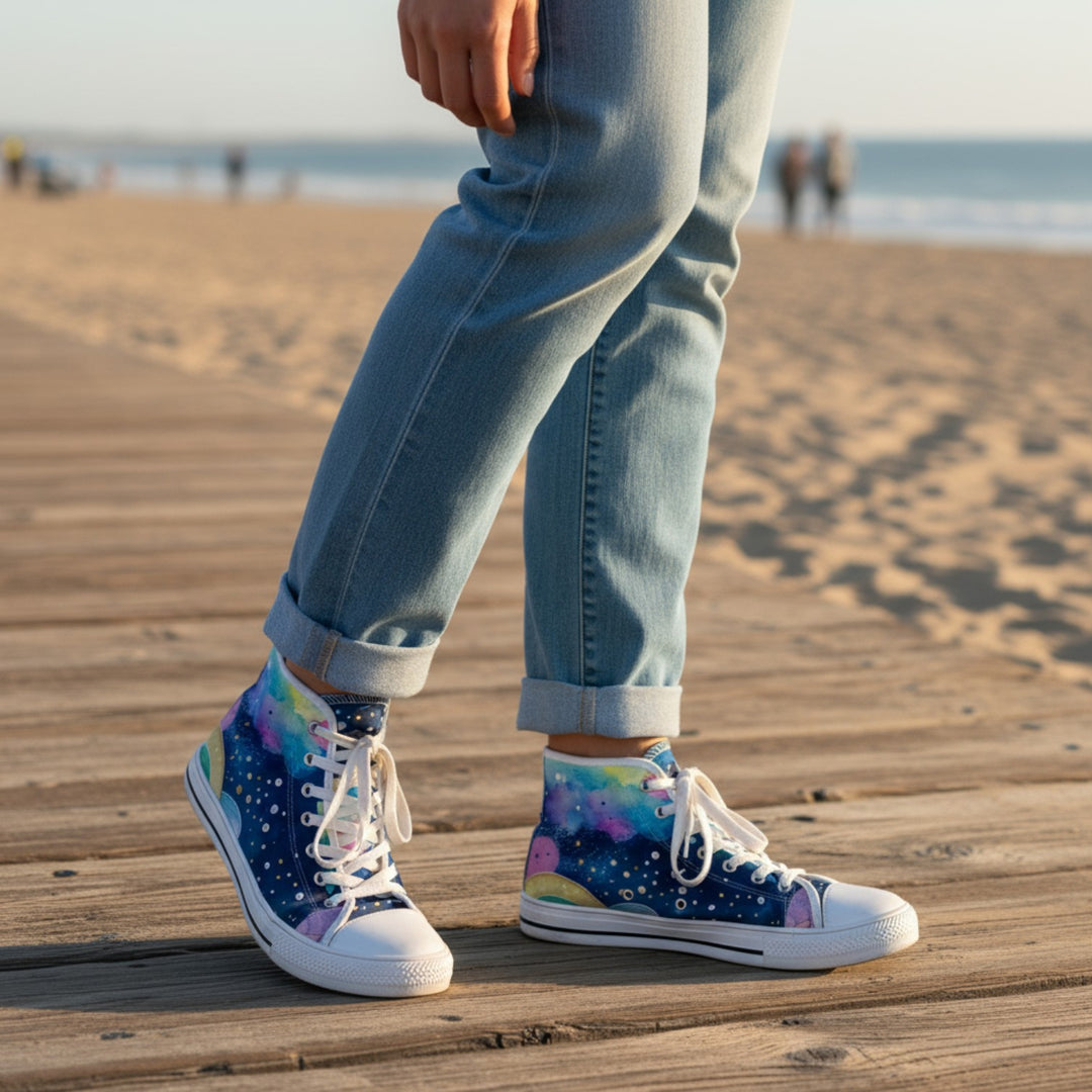 Women's High Top Sneakers - Mermaid Starry Night