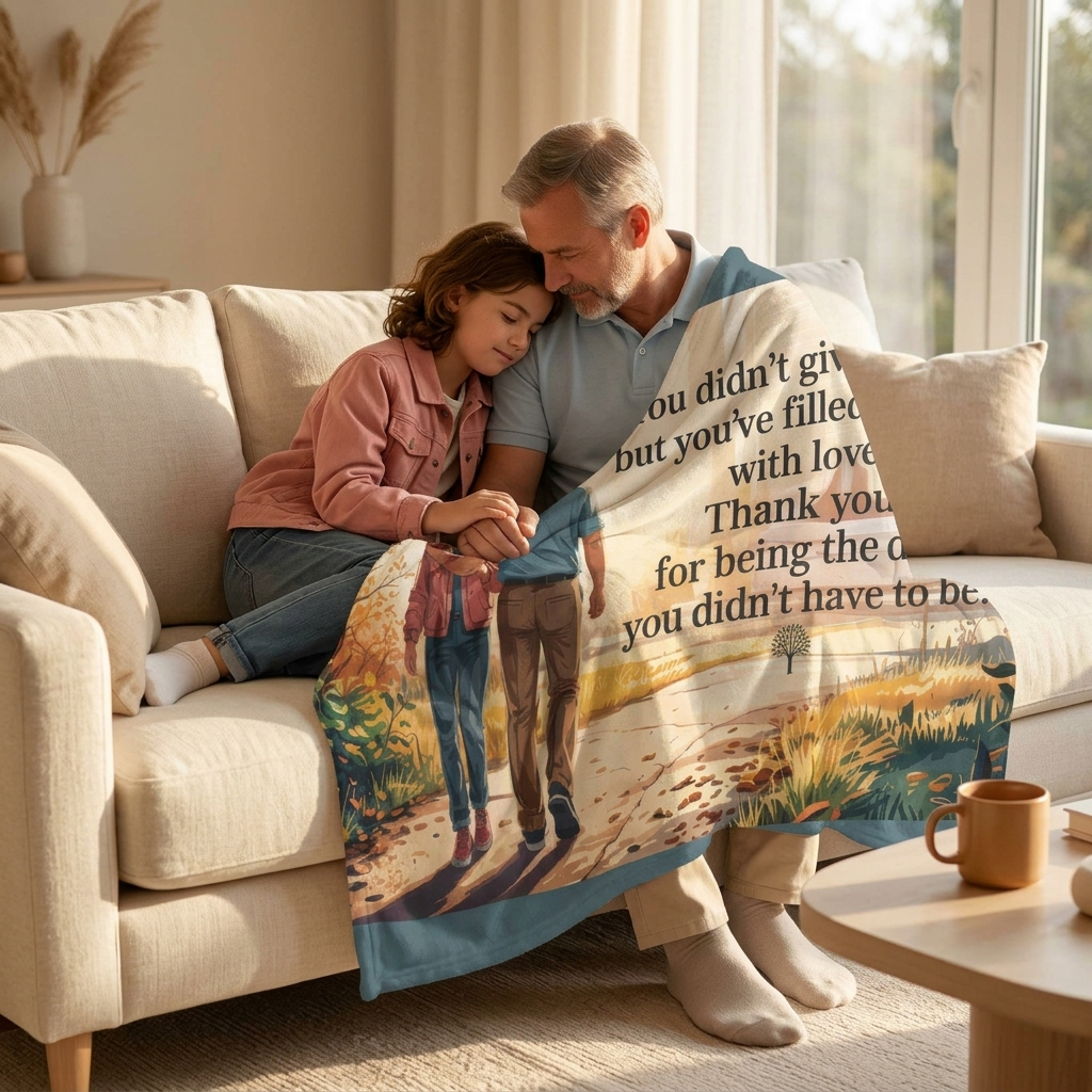 Grateful Heart Velveteen Plush Blanket - Cozy Gift for Dad