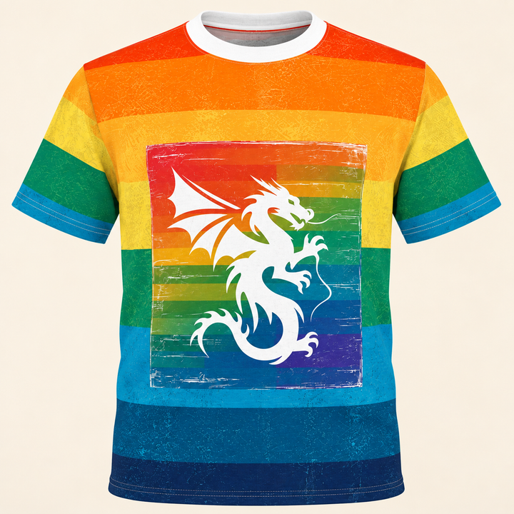 Rainbow Striped Dragon Unisex T-Shirt