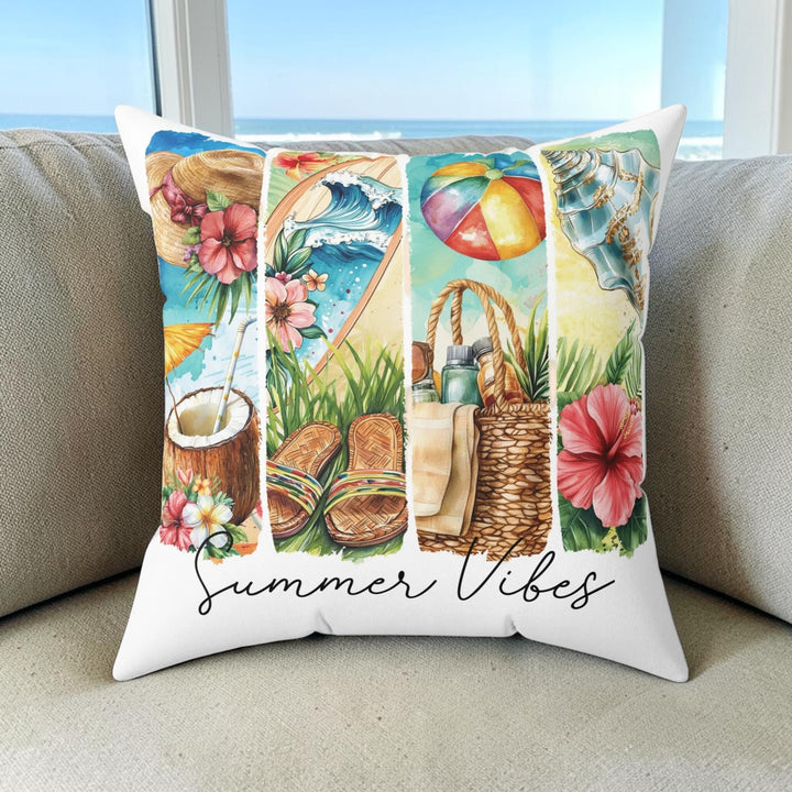 Summer Vibes Brush Strokes Design Decorative Pillow - Beach-Inspired Home Decor
