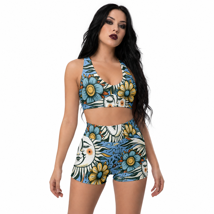 Sun and Moon Women’s Sports Bra and Shorts Set