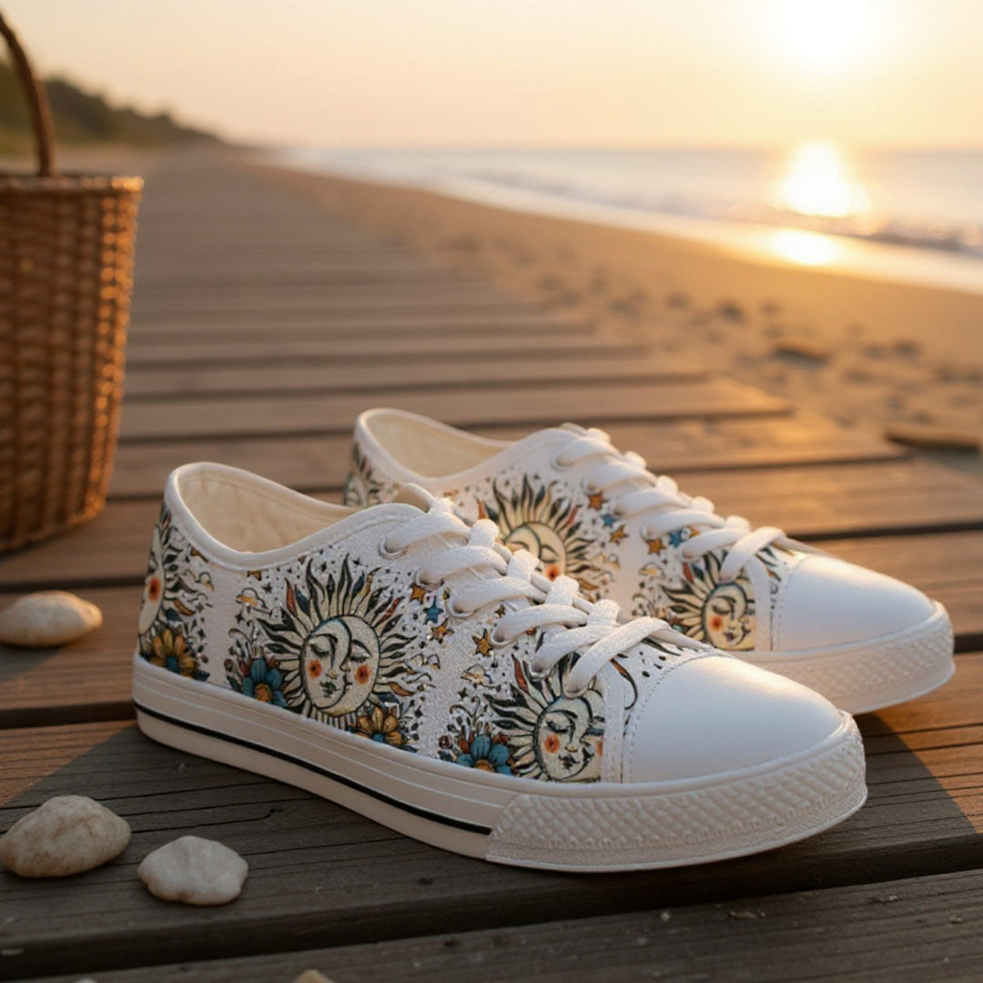 Women's Low Top Sneakers - Sun and Moon