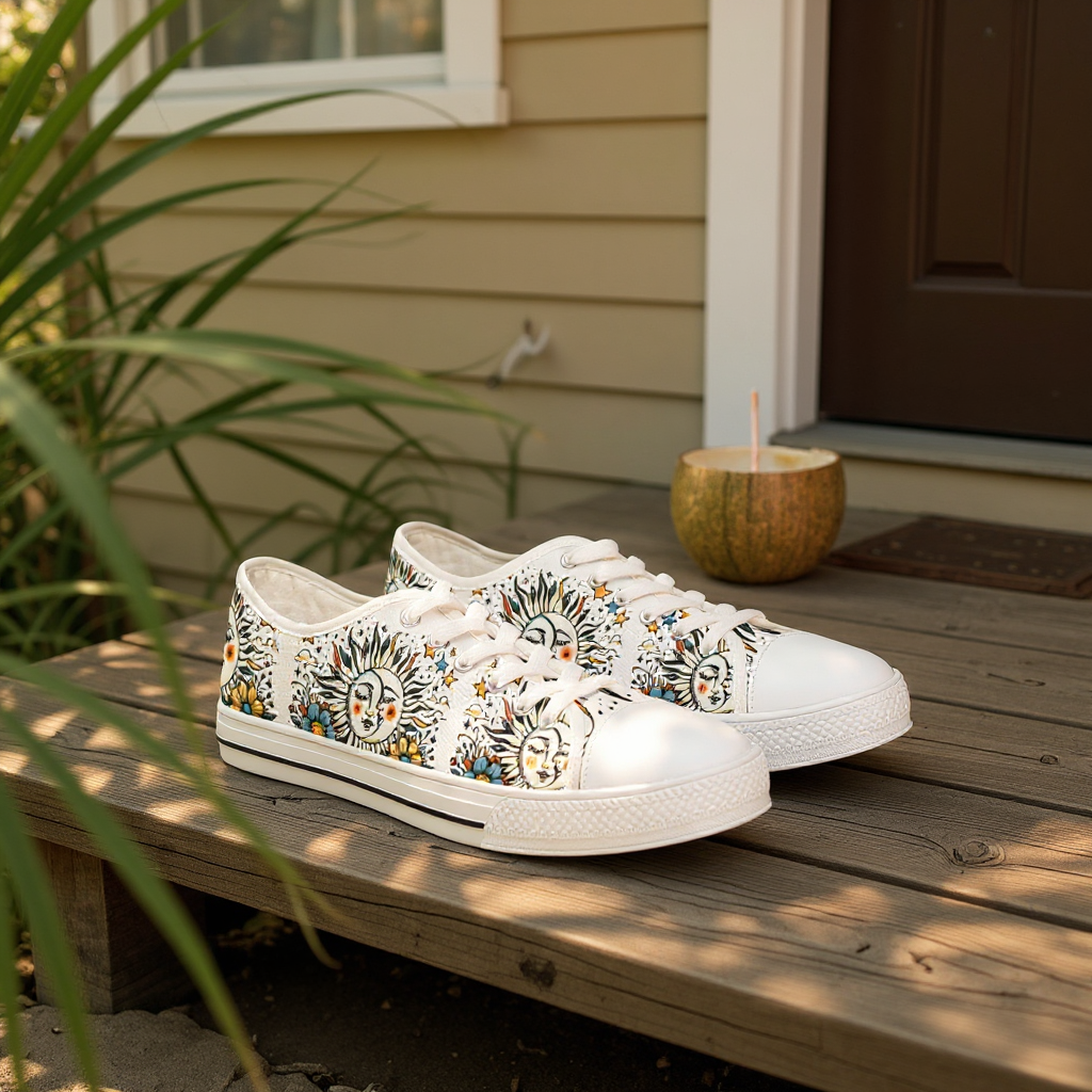 Women's Low Top Sneakers - Sun and Moon