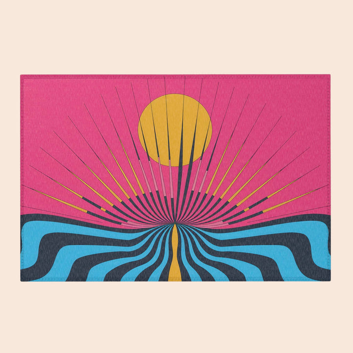 Vibrant Area Rug with Retro Sunburst Design, Hope Rising