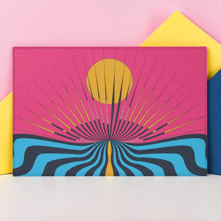 Vibrant Area Rug with Retro Sunburst Design, Hope Rising