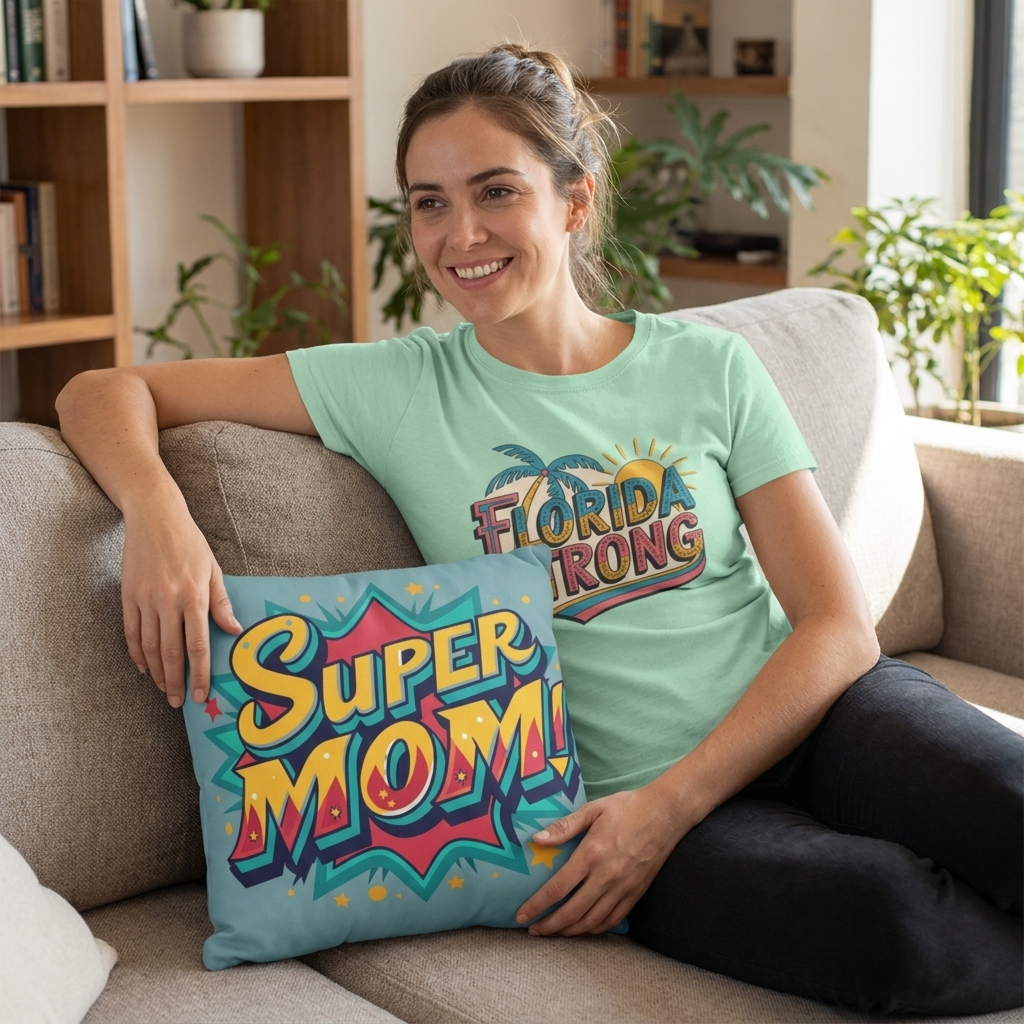 Super Mom Spun Polyester Throw Pillow - Perfect Gift for Mother's Day & Celebrations