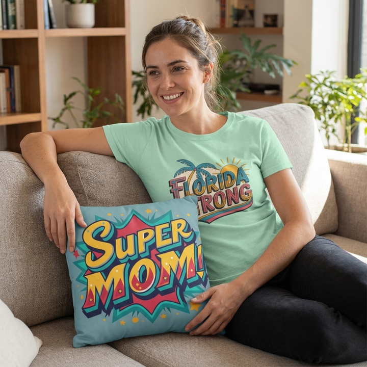 Super Mom Spun Polyester Throw Pillow - Perfect Gift for Mother's Day & Celebrations