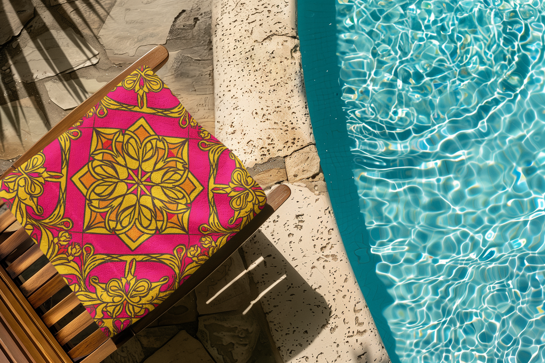 Symmetry Beach Towel - Bright Pattern, Summer Fun, Pool Party, Travel Essential, Gift for Beach Lovers