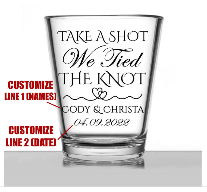 Personalized Wedding Shot Glasses | Take a Shot We Tied the Knot