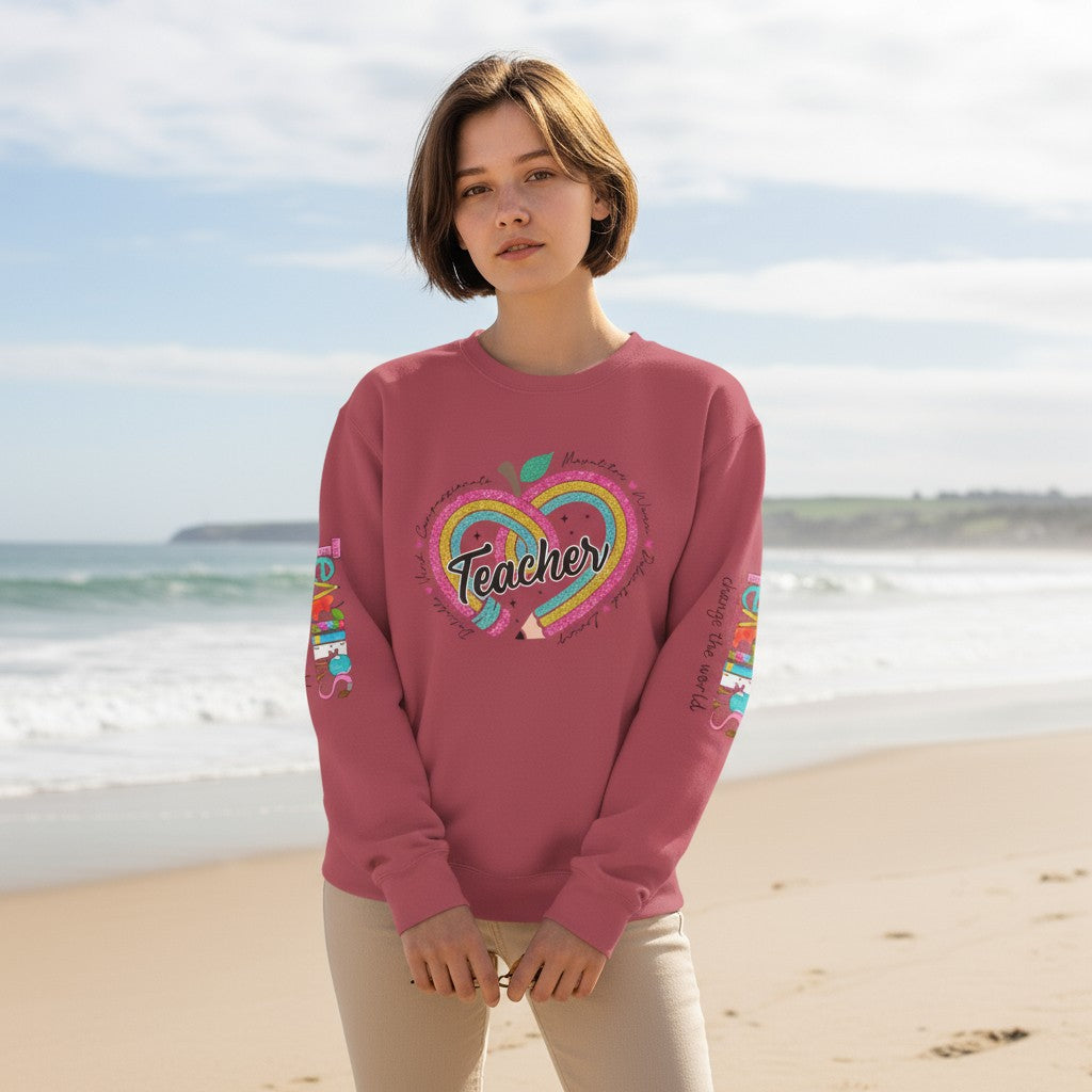 Unisex Lightweight Crewneck Sweatshirt - Teachers Change The World
