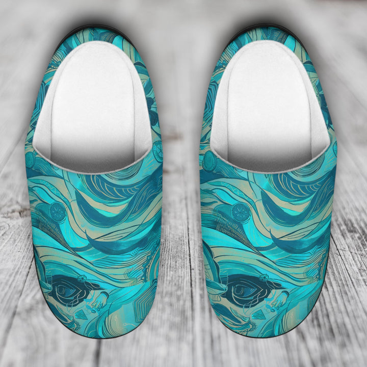 Women's Indoor Slippers - Teal Wave