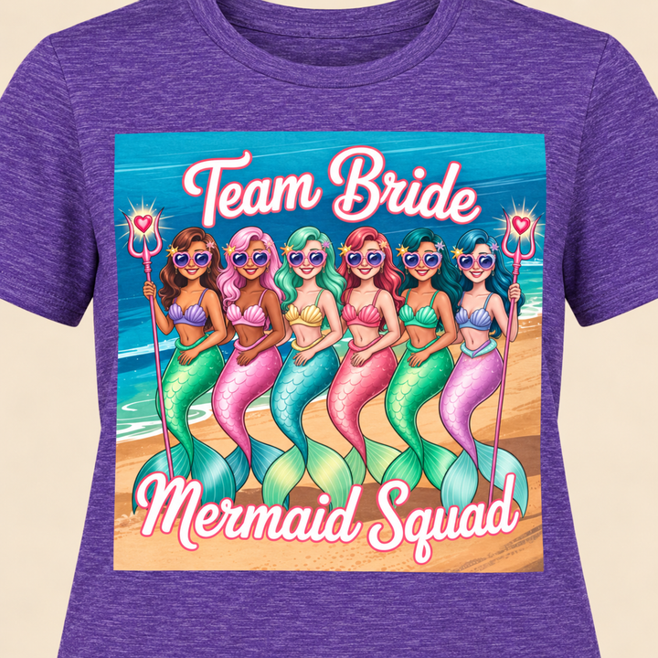 Team Bride Mermaid Squad Softstyle Tee for Bachelorette Parties, Beach Days, Summer Celebrations, Gifts for Bridesmaids, Fun Casual Wear