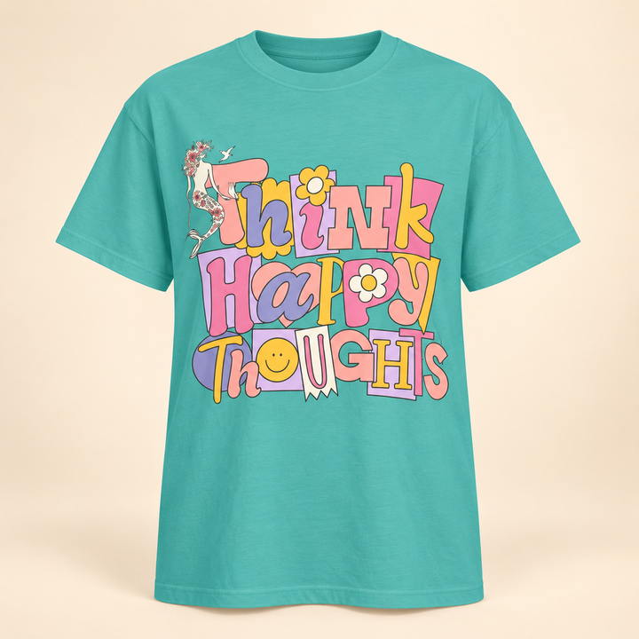 Unisex Garment-Dyed T-shirt - Think Happy Thoughts
