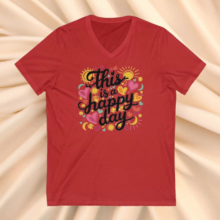 Unisex Jersey Short Sleeve V-Neck Tee - This is a Happy Day