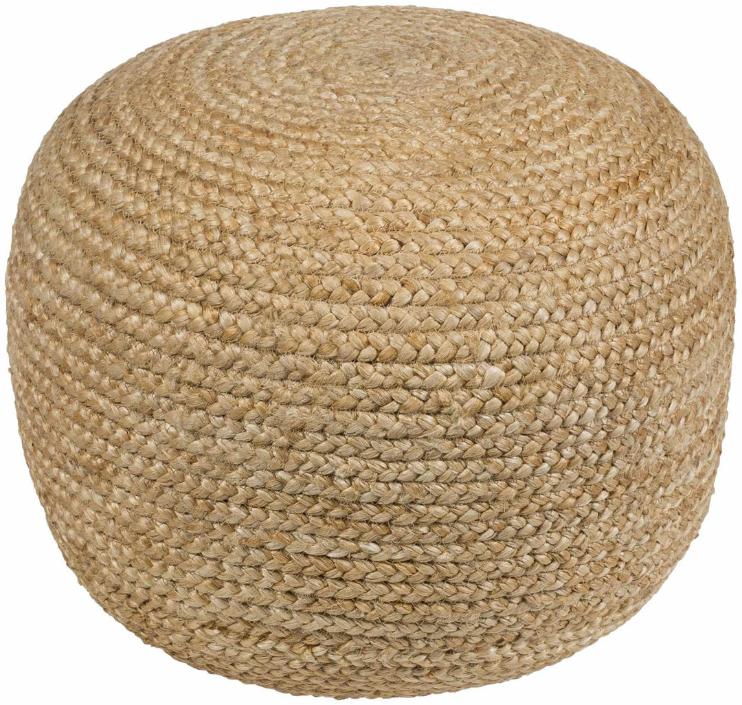 Kaumakani Knitted Jute Round Pouf – Natural Fiber Ottoman & Footrest