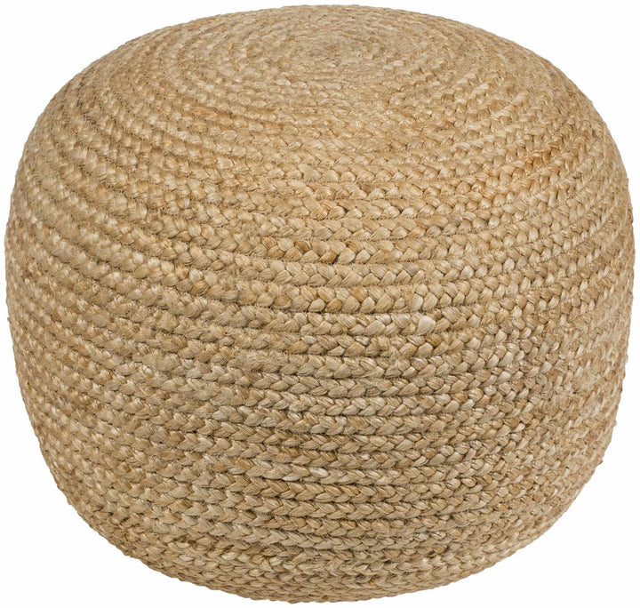 Kaumakani Knitted Jute Round Pouf – Natural Fiber Ottoman & Footrest