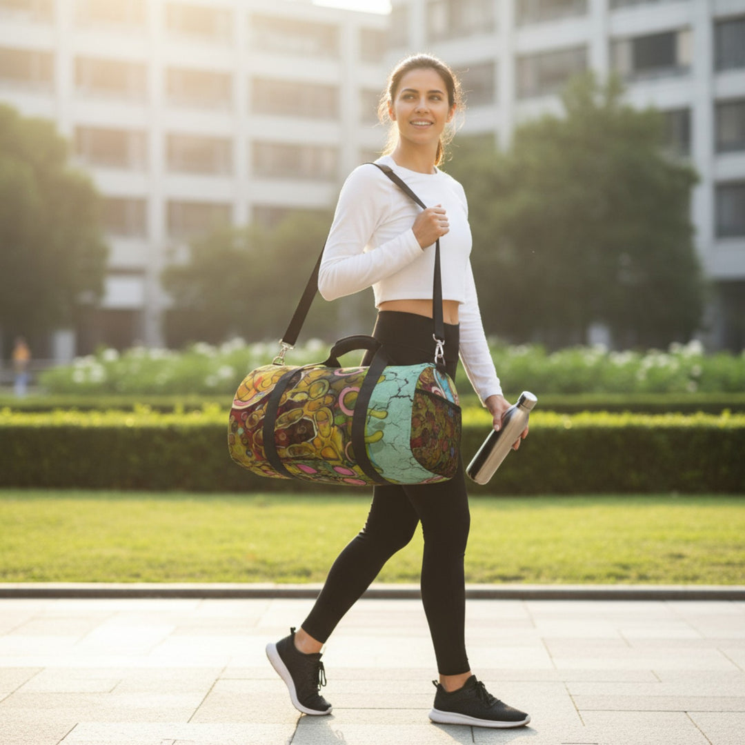 Watercolor Transformation Duffel Bag – Artistic Travel Gym Bag & Unique Gift