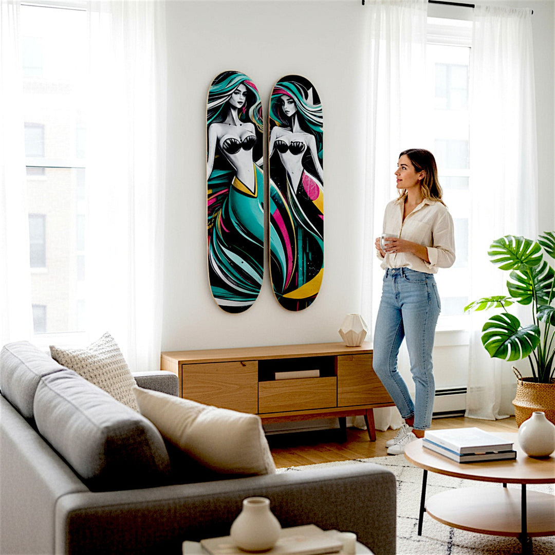 2 Skateboard Series Art - Mod Mermaids