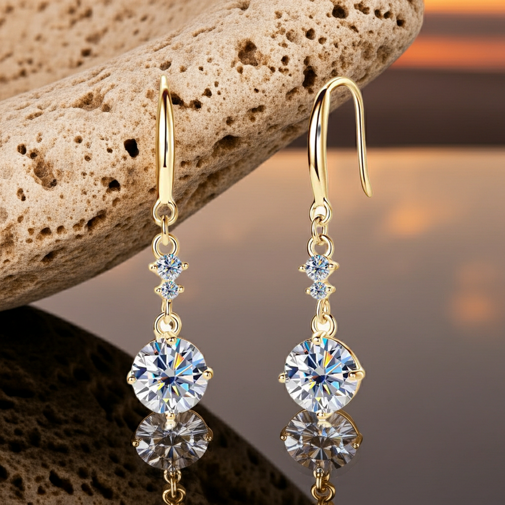2 Carat Moissanite 925 Sterling Silver Earrings